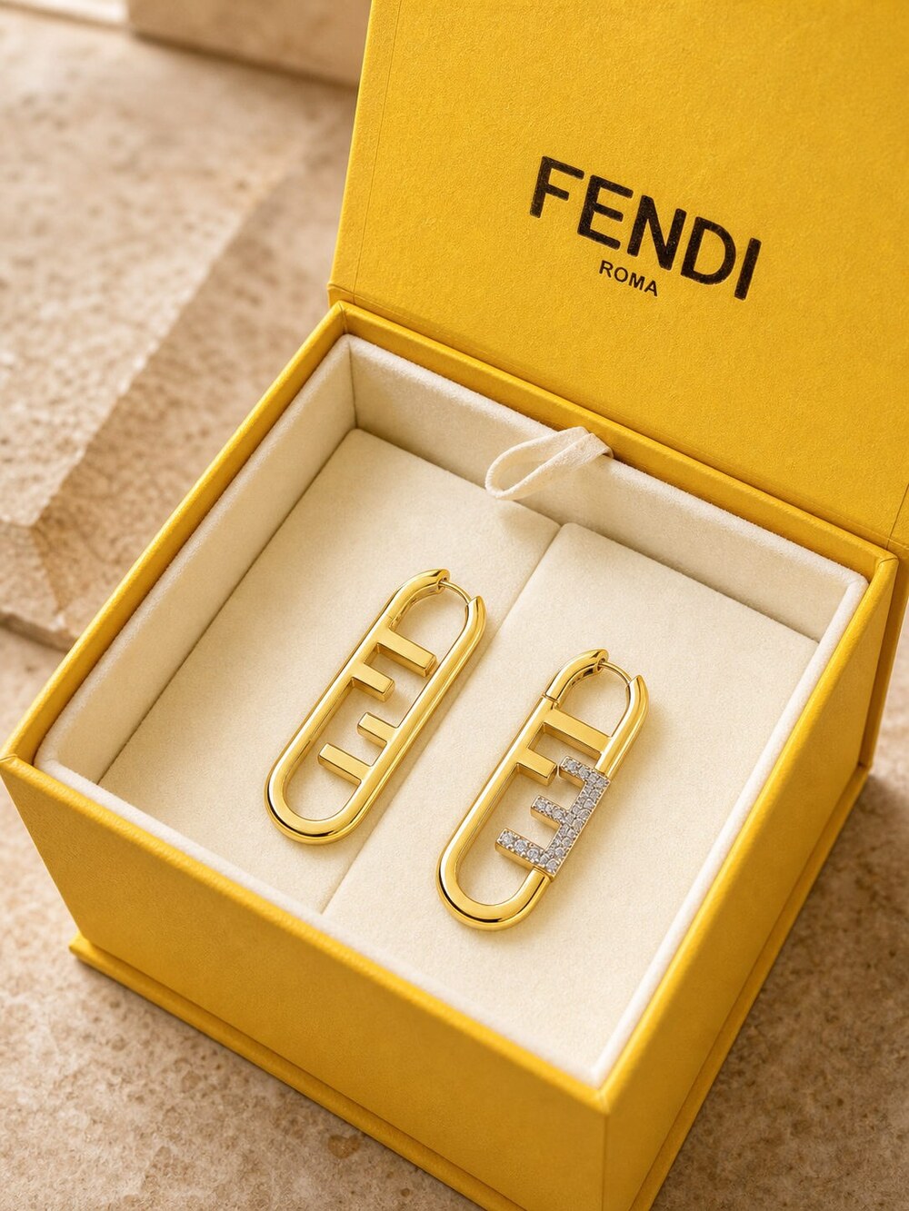 Fendi Modern Designer Earrings Style 3 | New with Box - Picture 4 of 9